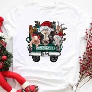 Farm Animals Christmas Shirt, Merry Christmas Heifers Tee